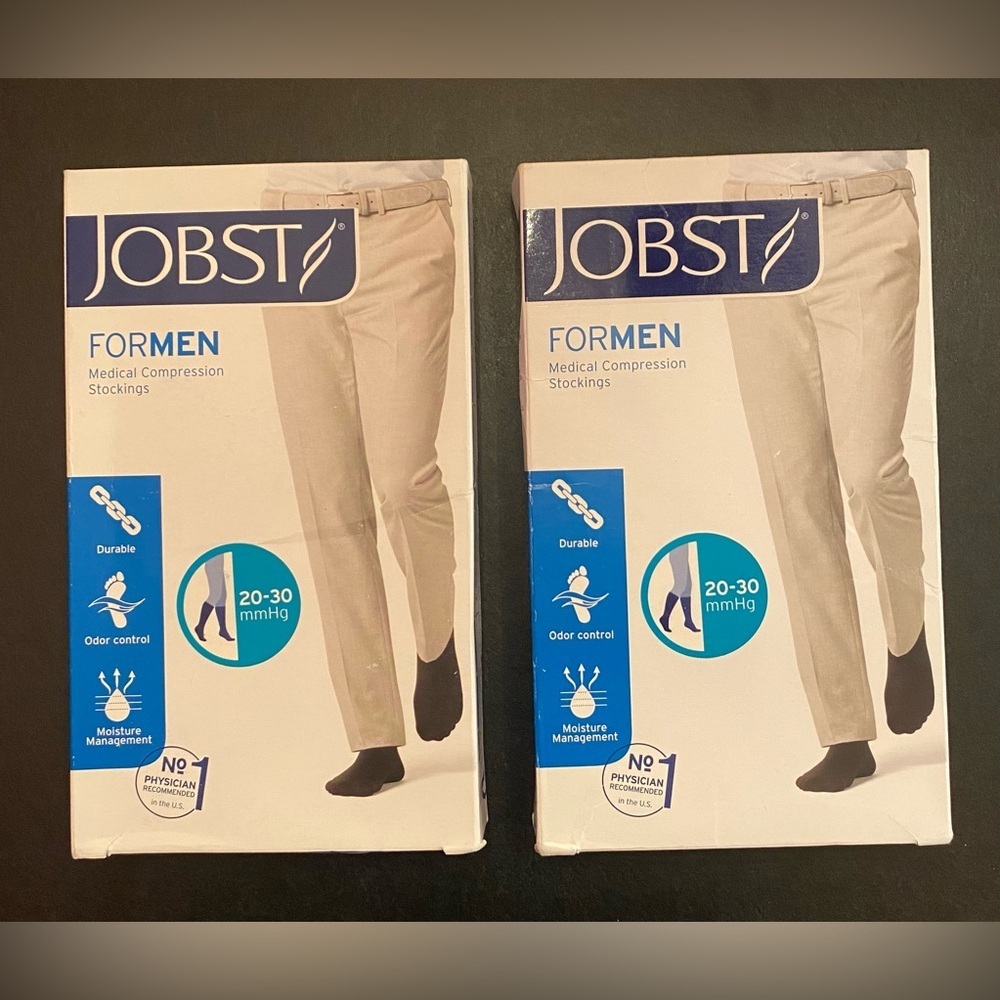 JOBST for Men 2 Pair Compression Stockings Knee High 20-30 mmHg Open‎ Toe Size L